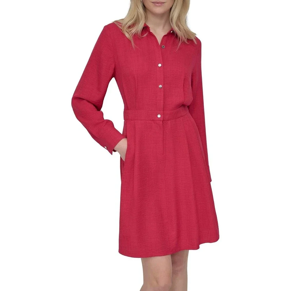 NEW DKNY Women's 16 Collared Neck Long Sleeve Button Down Dress • Reg Price $129 - Picture 1 of 5